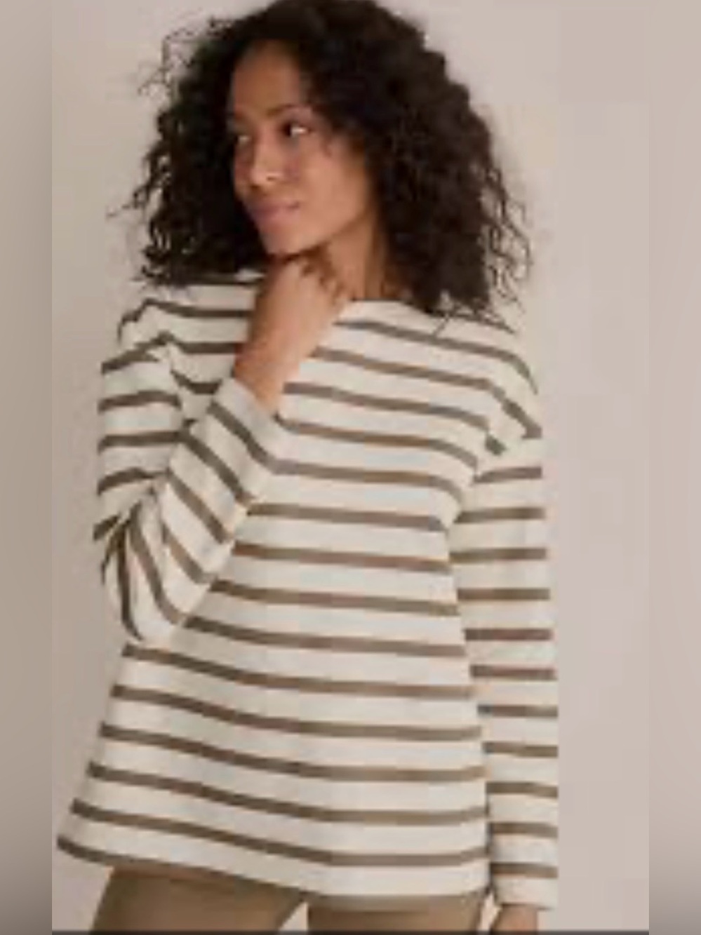 Haven Well Within Striped Brown & White Long Sleeve Boatneck Tee